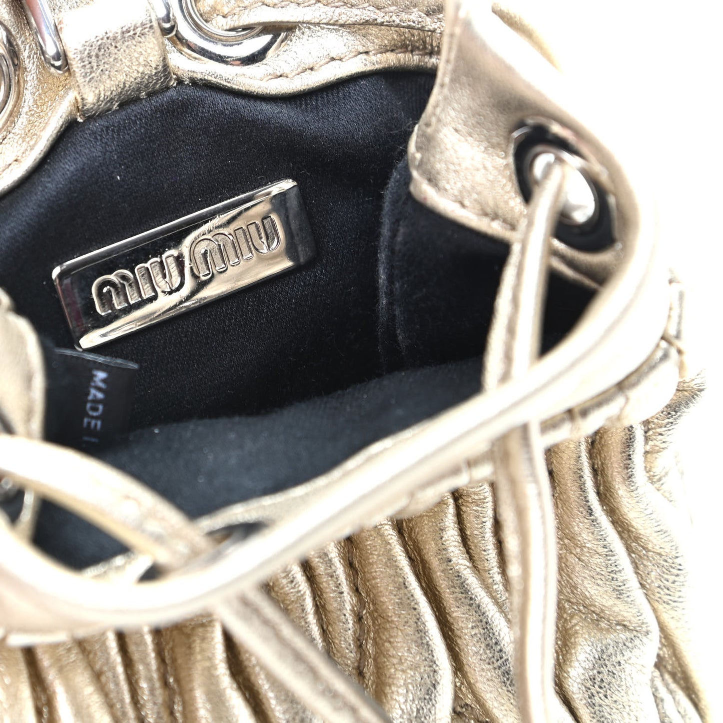 Metallic Nappa Matelasse Mini Bandoliera Gold