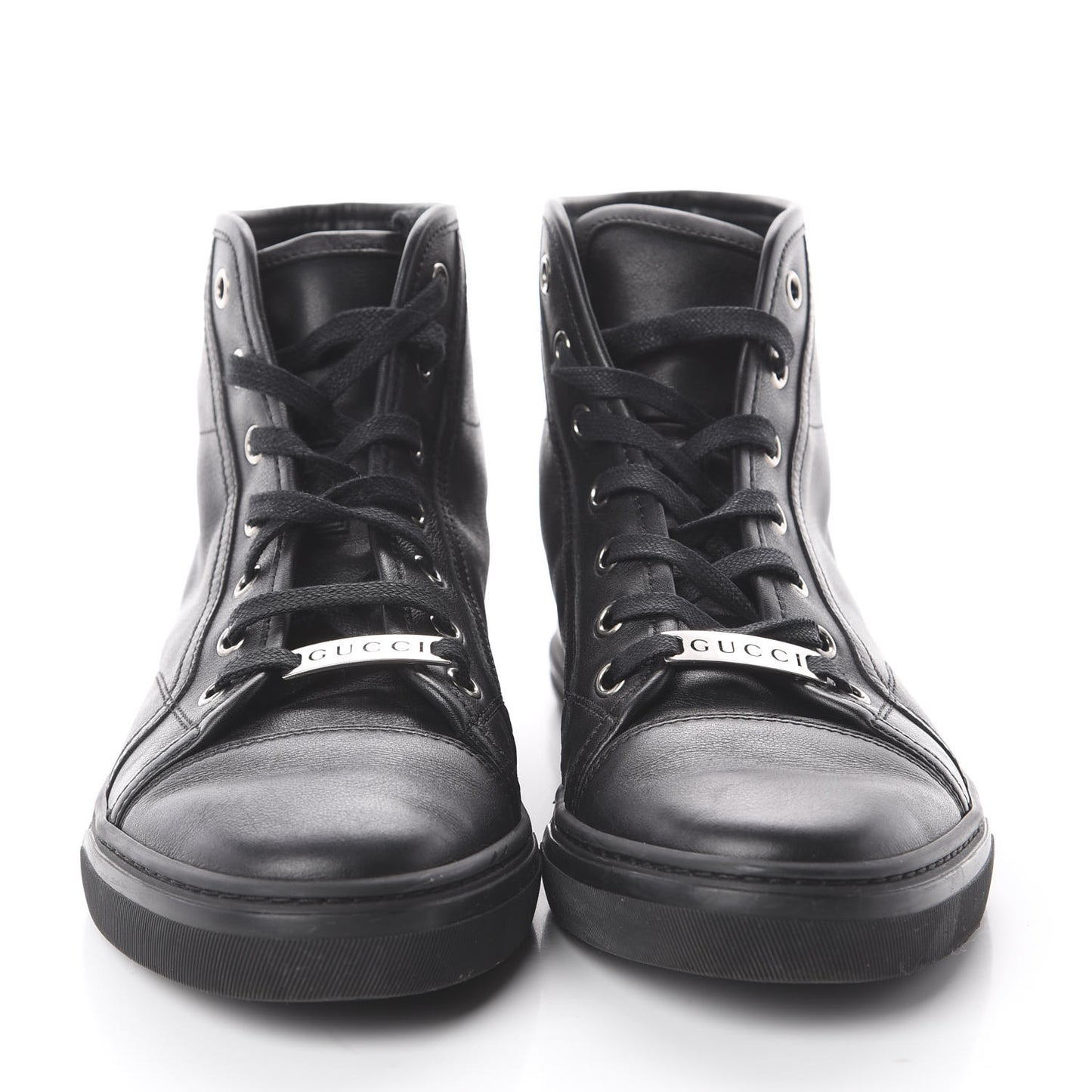 Calfskin Womens High Top Sneakers 37.5 Black