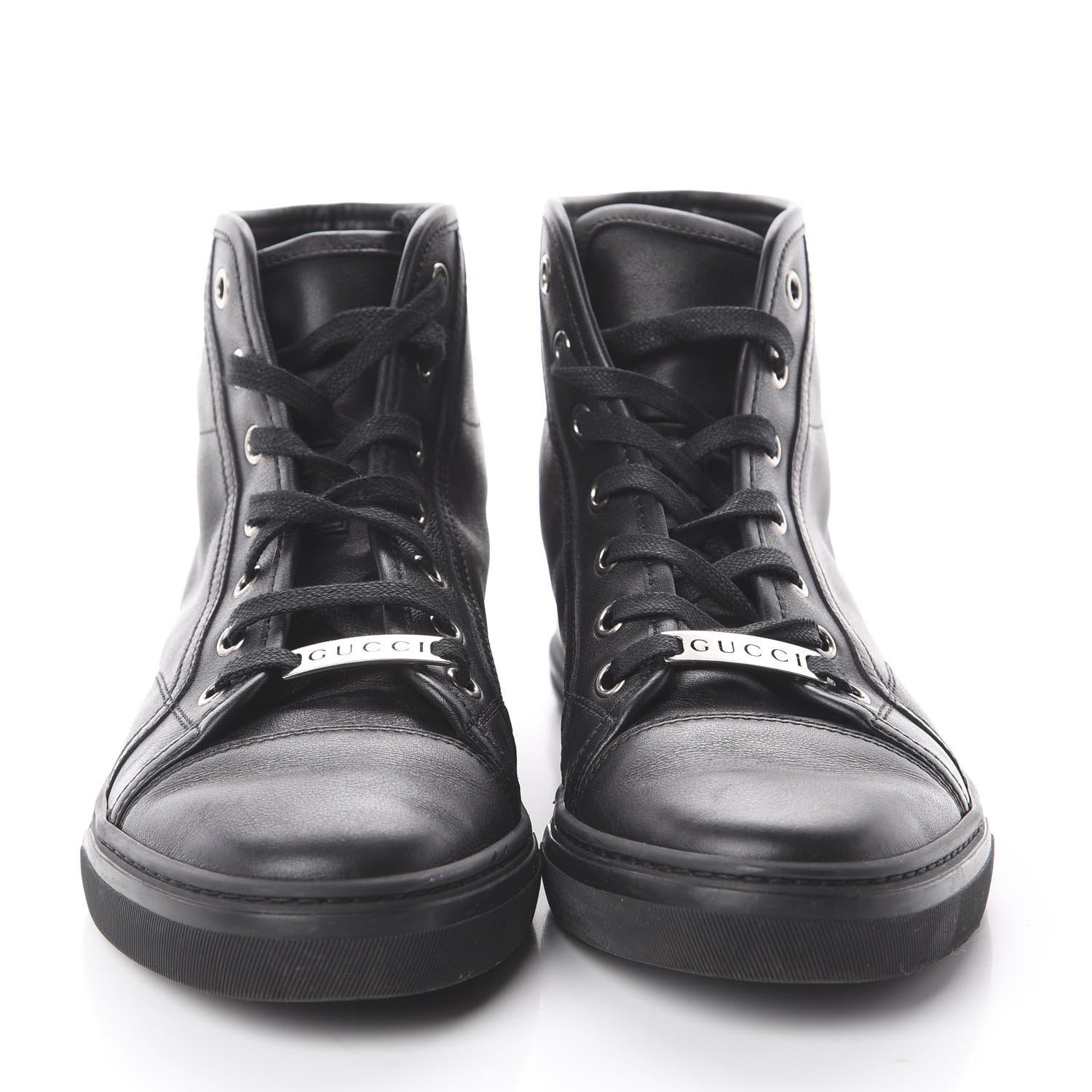 Gucci Calfskin Womens High Top Sneakers 37.5 Black 3 of 6