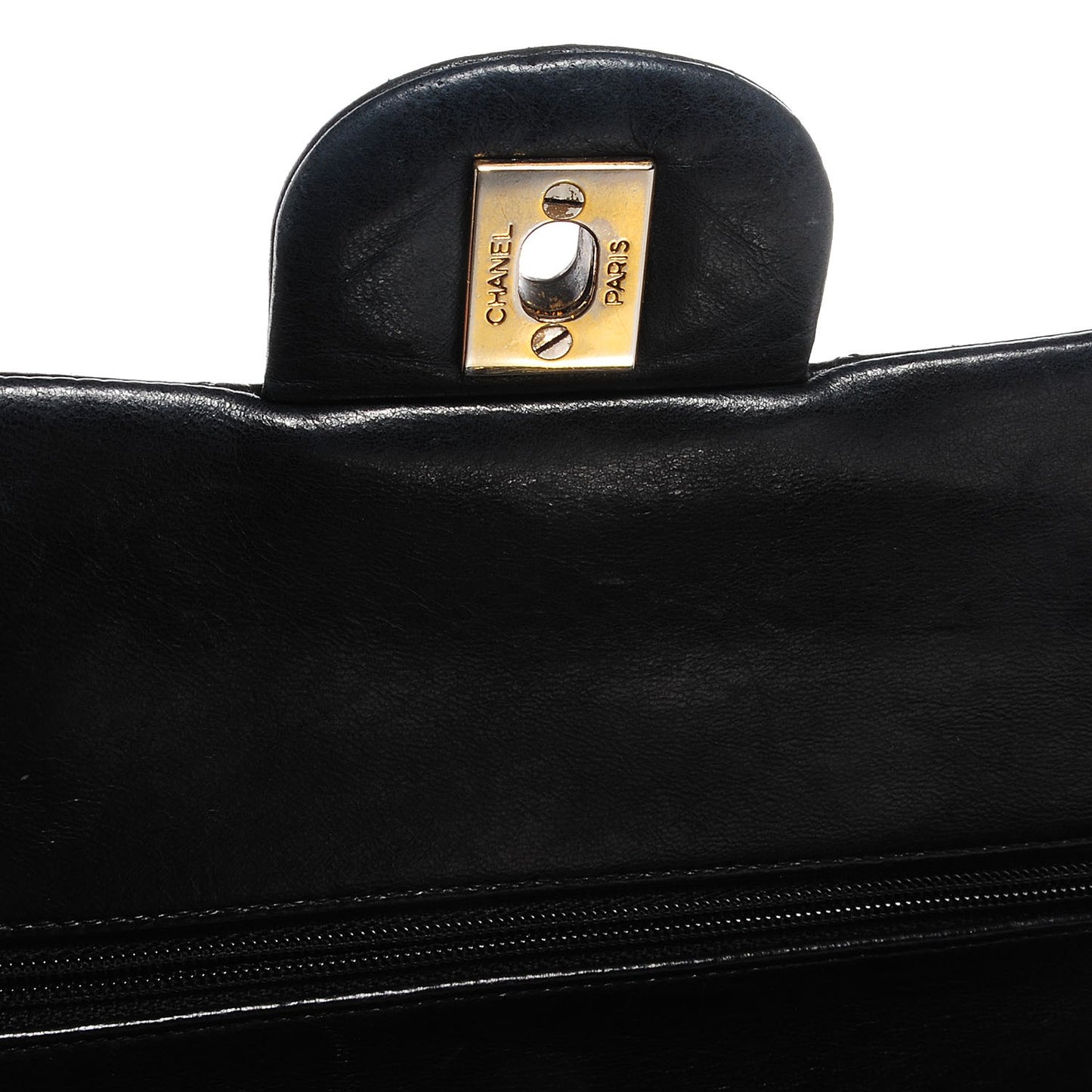 Lambskin Quilted Medium Double Flap Black