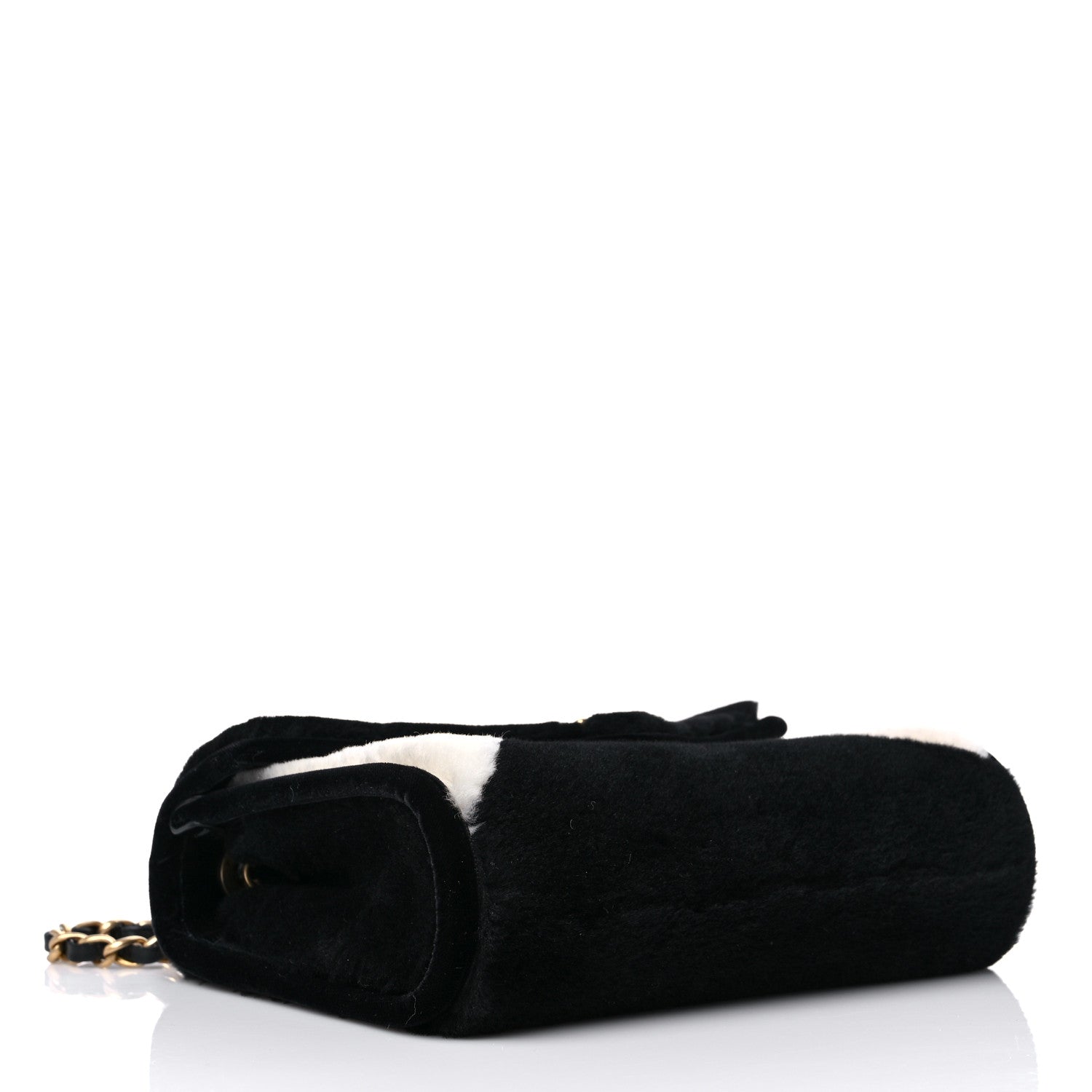 Chanel Shearling Checkered Flap Bag Black White 4 of 12