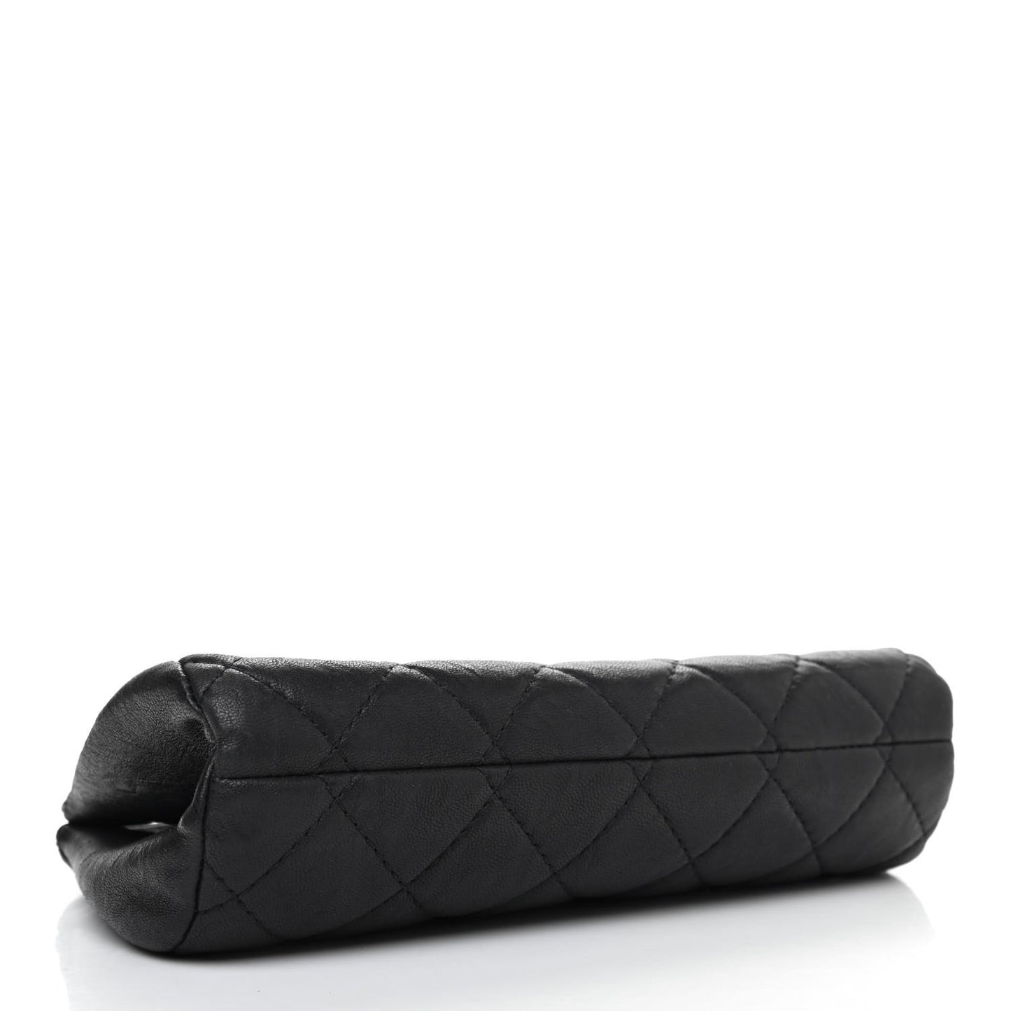 Aged Calfskin Quilted Leo Lion Clutch Black
