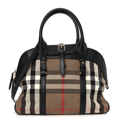 Burberry Derby Calfskin House Check Milverton Satchel Black 1 of 14