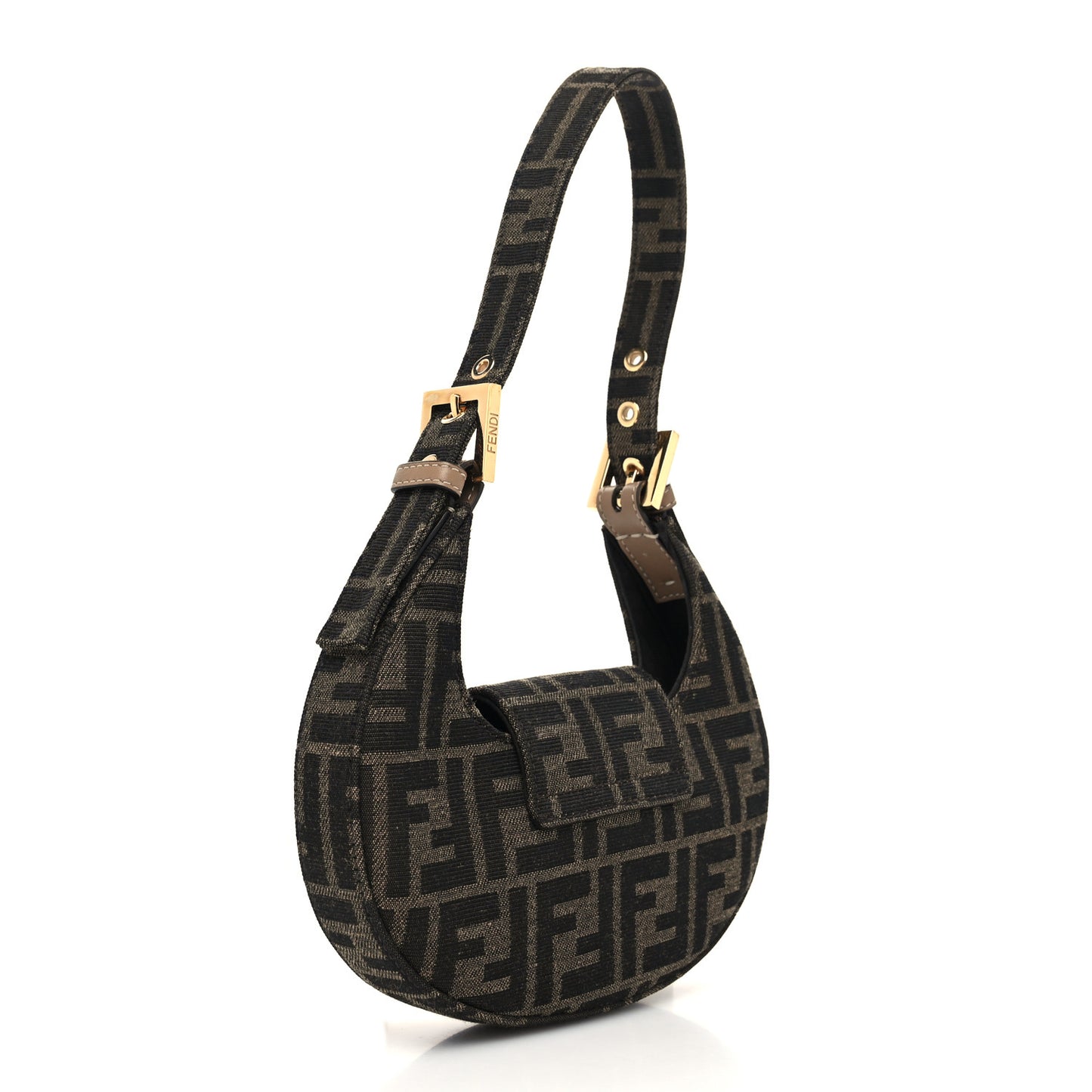 Fabric Jacquard FF 1974 Mini Cookie Hobo Bag Tobacco Moro