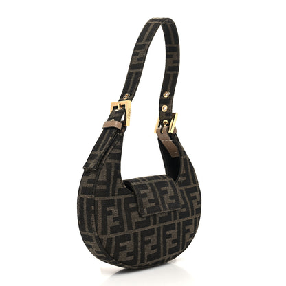 Fendi Fabric Jacquard FF 1974 Mini Cookie Hobo Bag Tobacco Moro 3 of 11