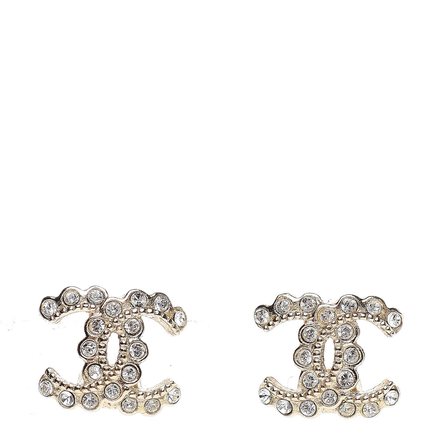 Crystal Mini CC Earrings Light Gold