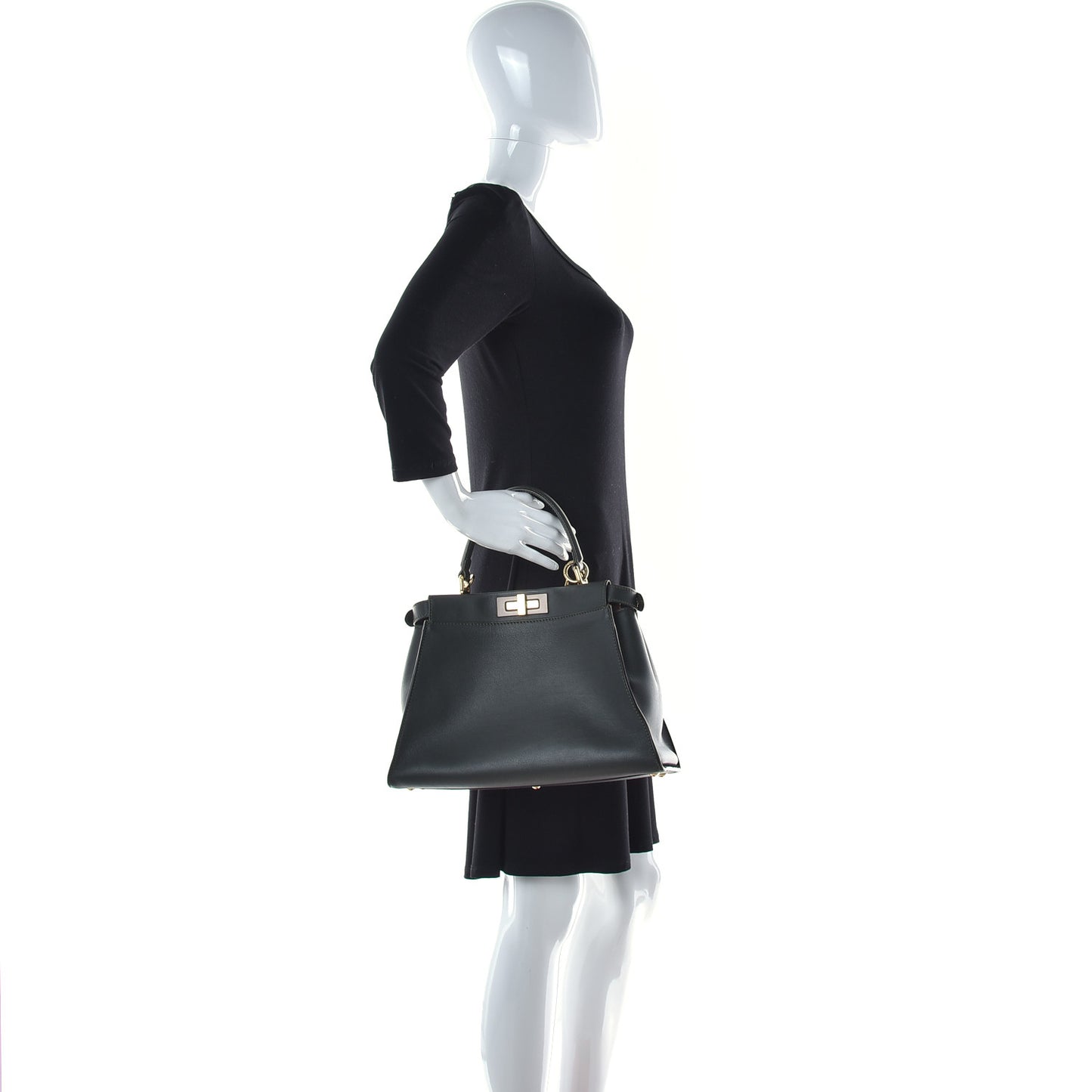 Vitello Seta Shiny Nappa Medium Peekaboo Iconic Satchel Verde Prato Makeup