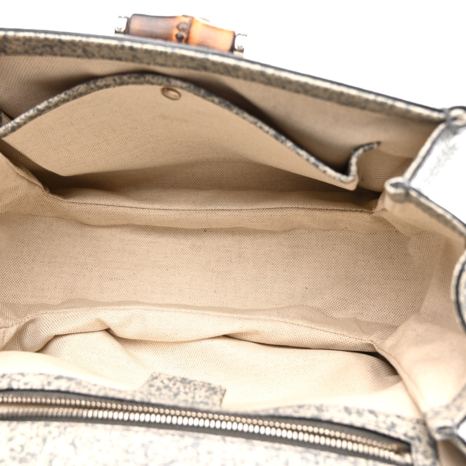 Gucci Calfskin Medium New Bamboo Top Handle Bag Grey White 5 of 10