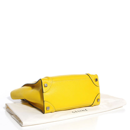 Celine Drummed Calfskin Micro Luggage Citron 4 of 8