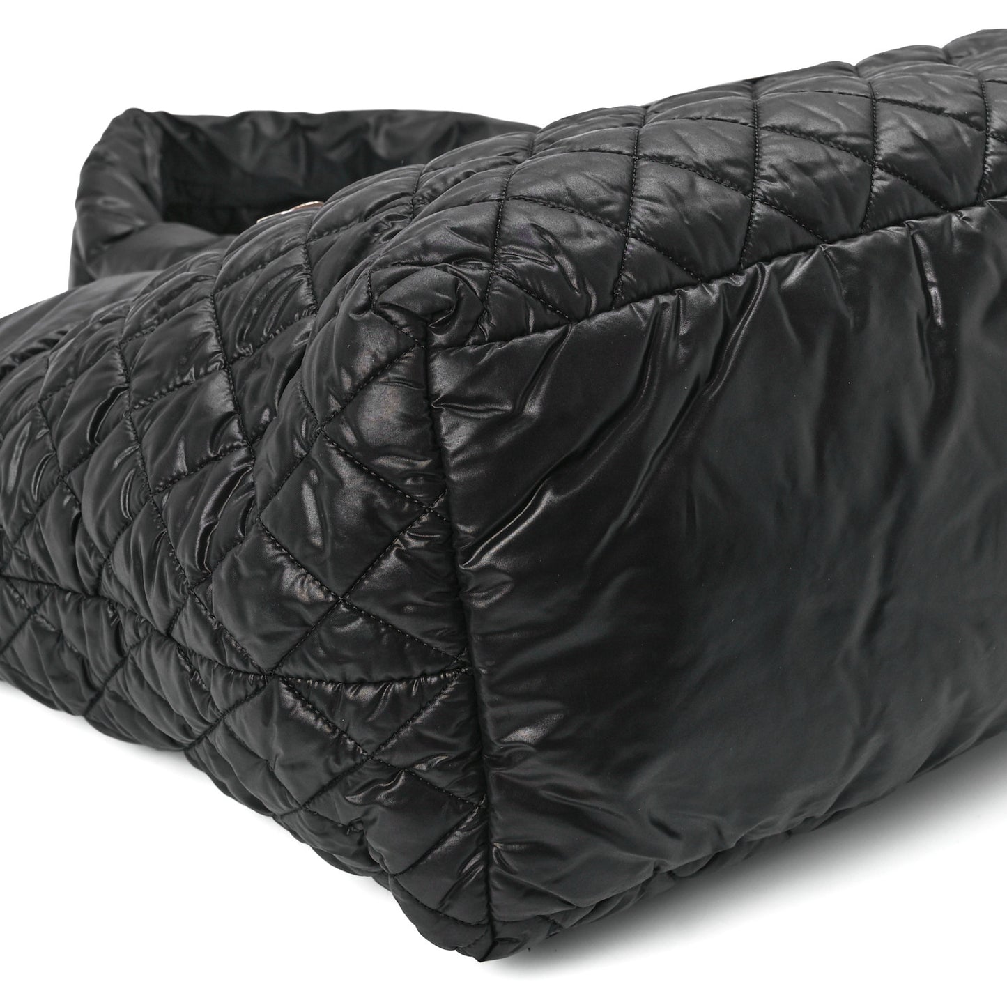 Nylon Quilted Large Coco Cocoon Tote Black