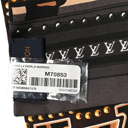 Louis Vuitton Silk Monogram LV World Bandeau Brown 2 of 3