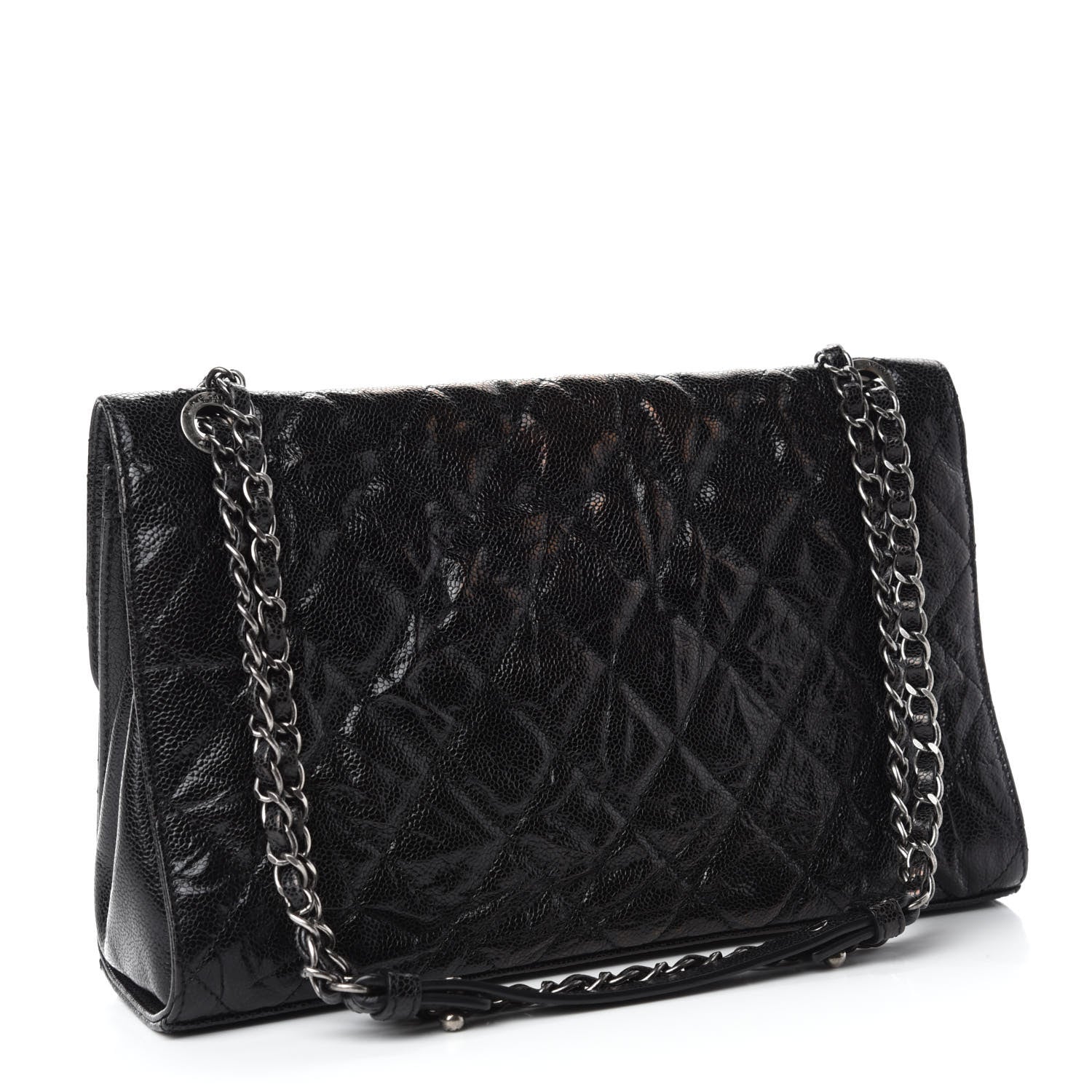 Chanel Crumpled Grained Calfskin Jumbo CC Crave Flap Black 3 of 14