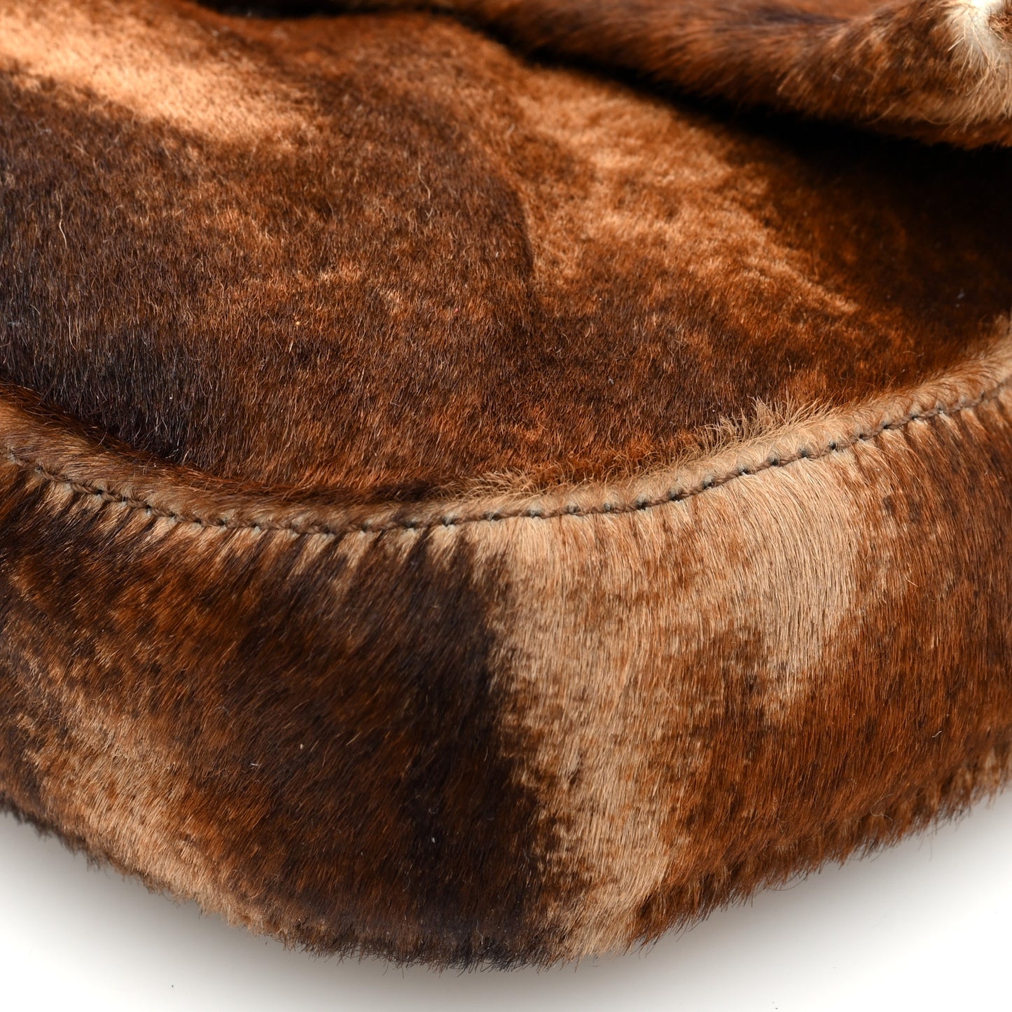 Calf Hair Zebra Print Baguette Brown