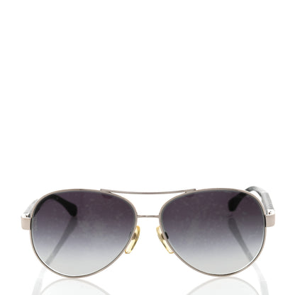 Chanel Lambskin Quilted CC Aviator Sunglasses 4195-Q Black 2 of 8
