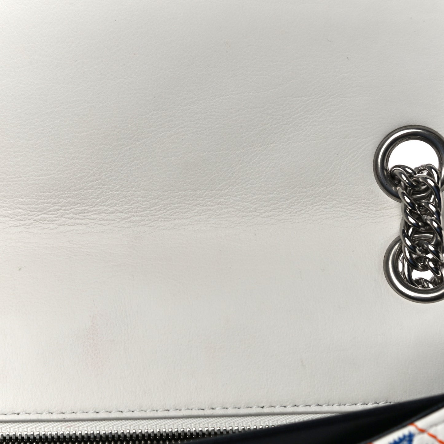 Calfskin Charms Logo Matelasse M BB Round Shoulder Bag Blanc Bleu Orange