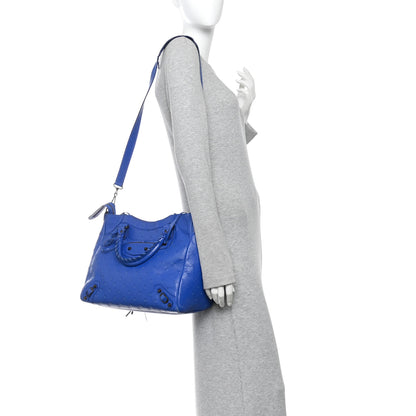 Balenciaga Perforated Lambskin Polka Dots Classic Hardware Velo Blue 2 of 18