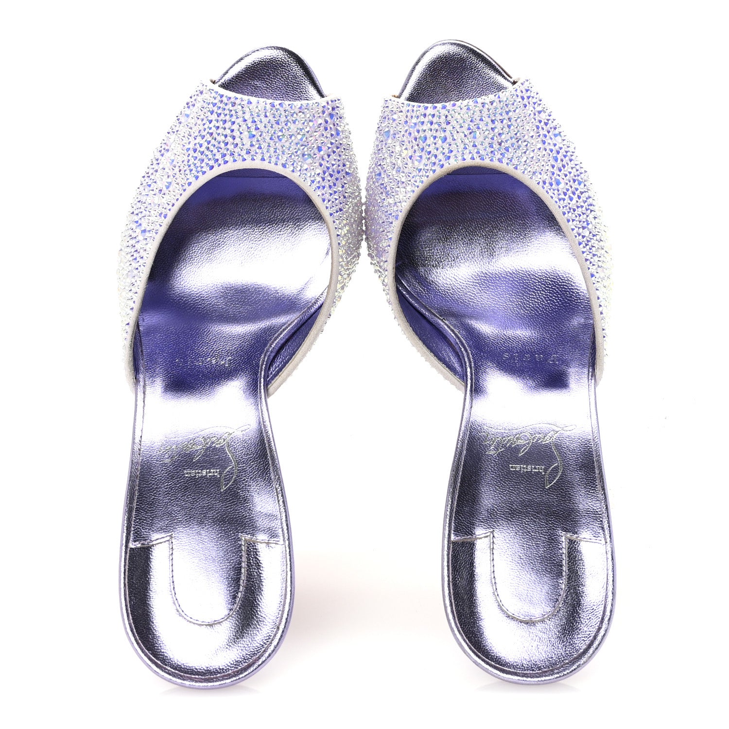 Christian Louboutin Suede Crystal Strass Me Dolly 100 Sandals 40 Lilac 2 of 9