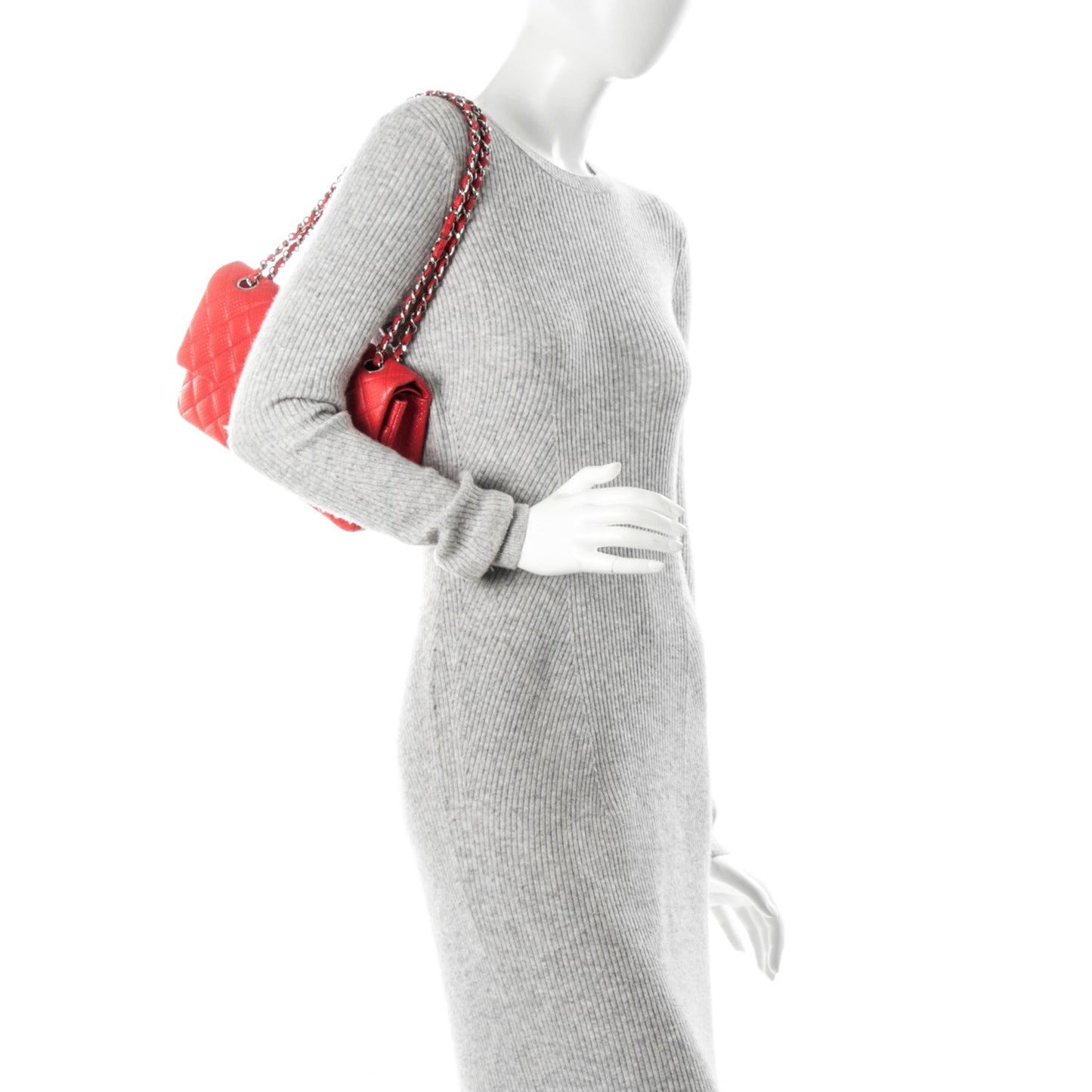 Lambskin Perforated Medium Double Flap Red
