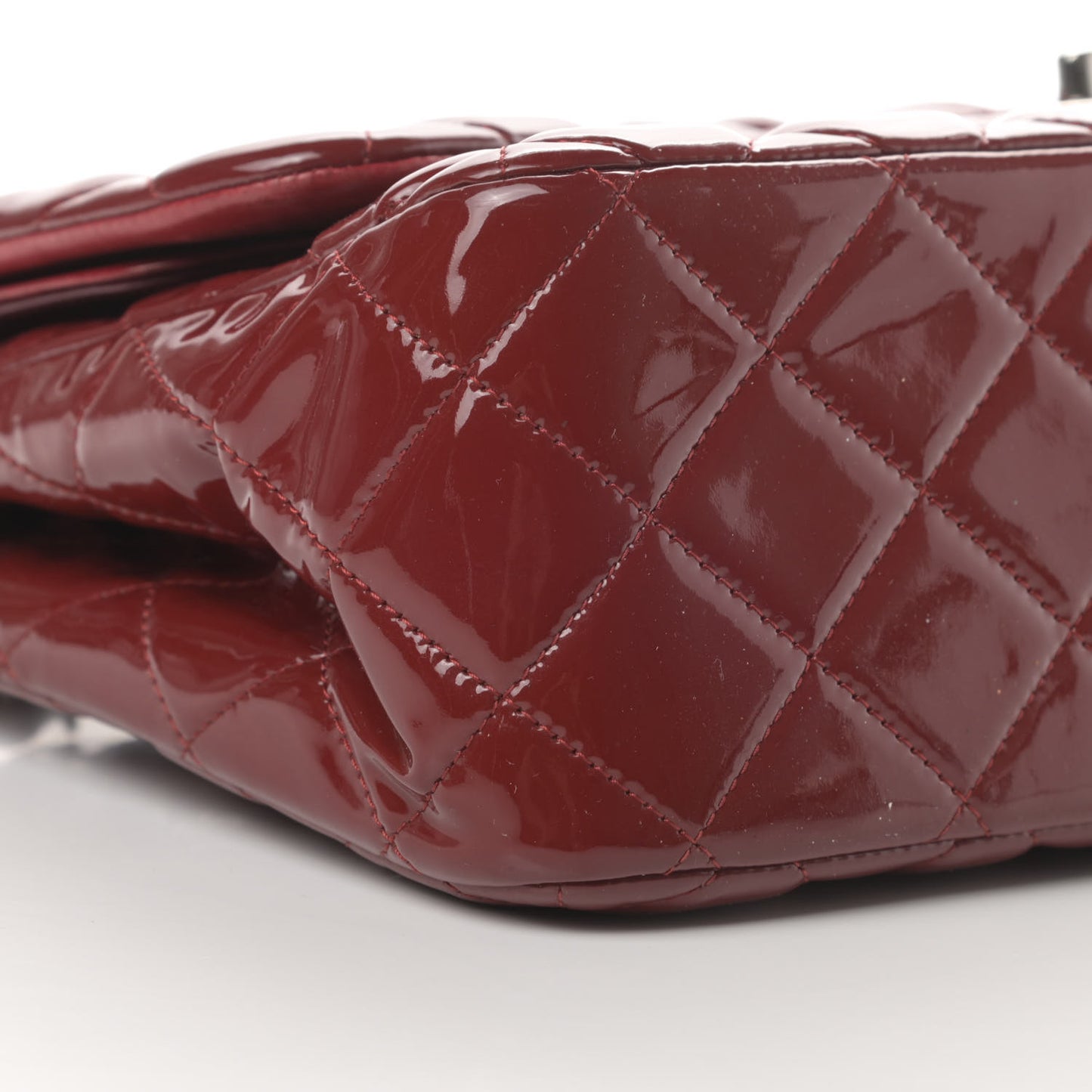 Patent Quilted Jumbo Double Flap Dark Red