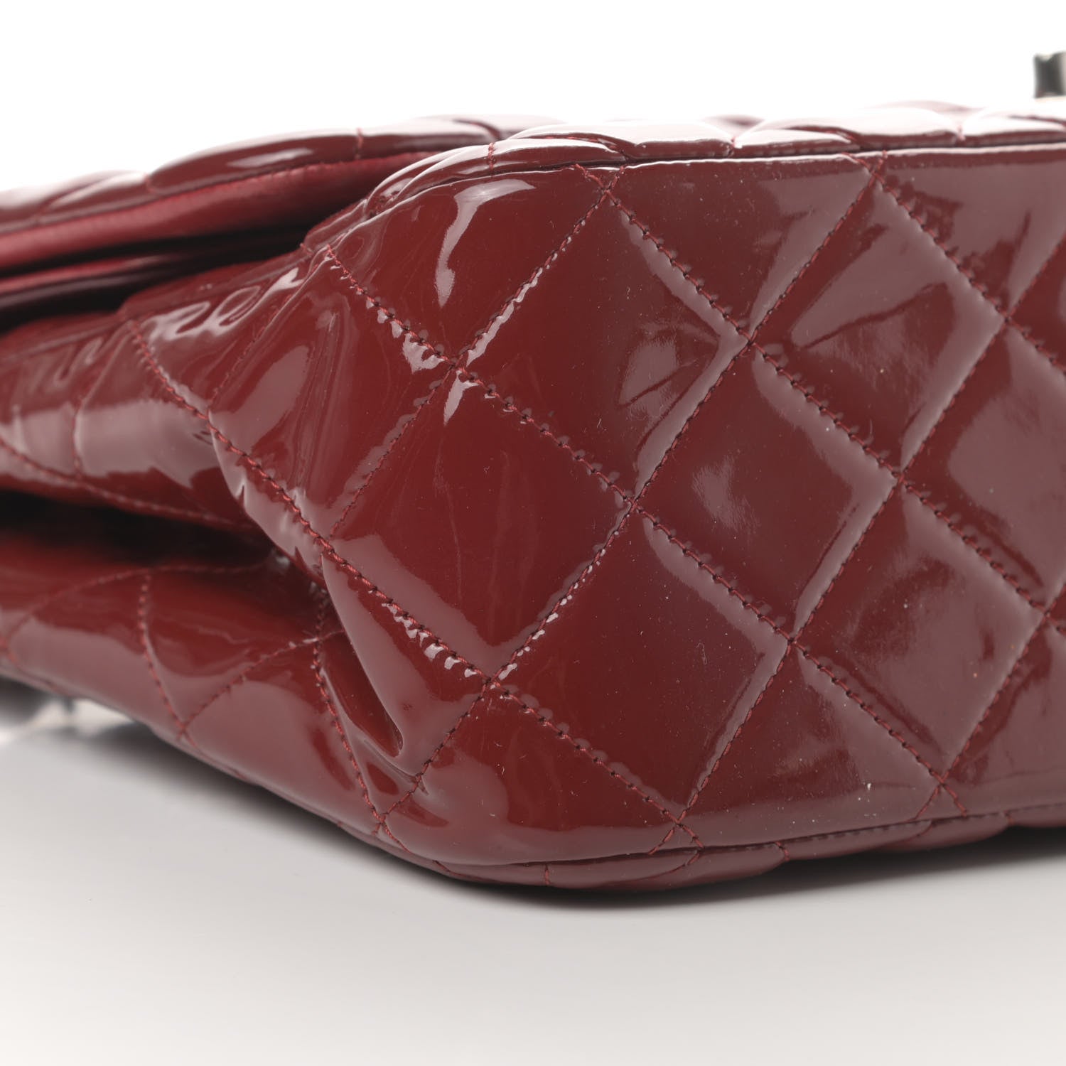 Chanel Patent Quilted Jumbo Double Flap Dark Red 9 of 20