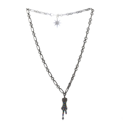 Gucci Swarovski Crystal Hand Motif Pendant Necklace Aged Gold Multicolor 3 of 5