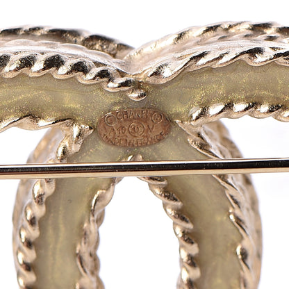 Chanel Crystal CC Brooch Light Gold 4 of 5