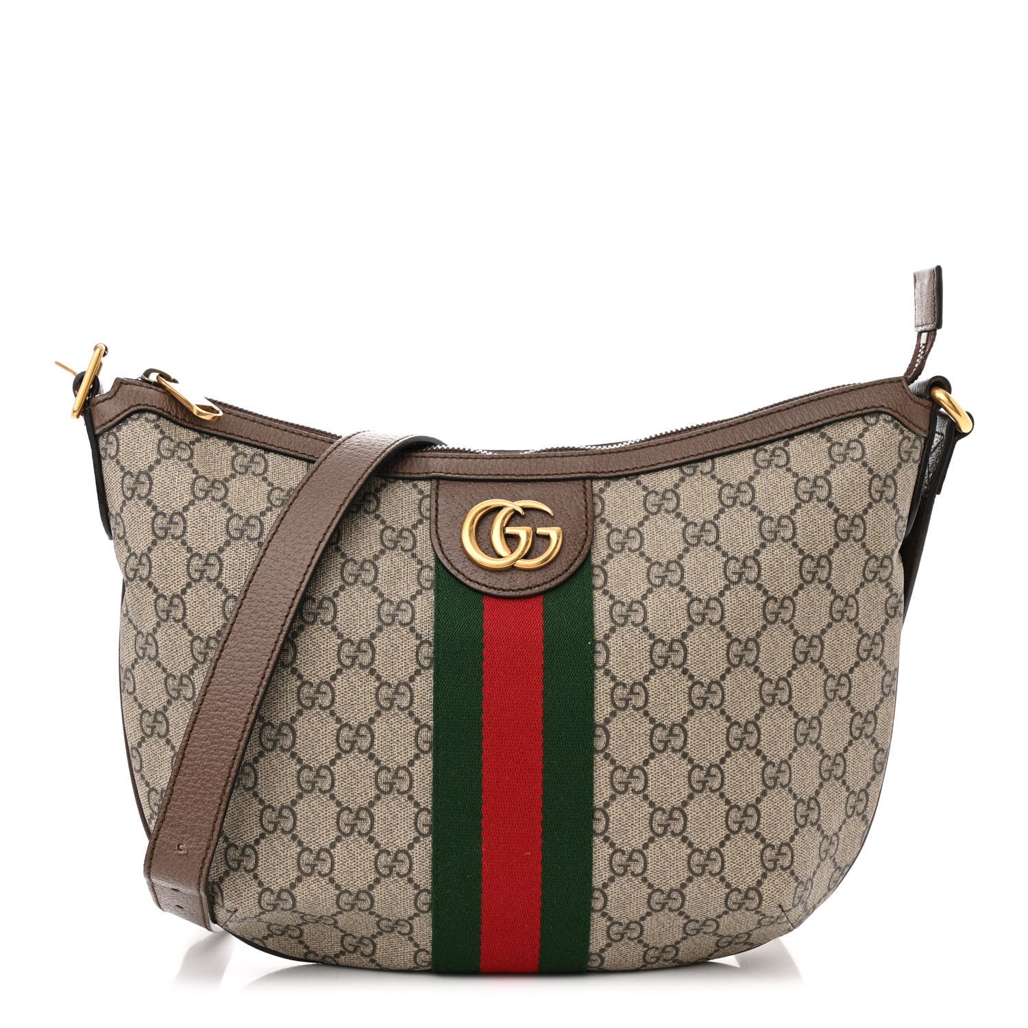 Gucci GG Supreme Monogram Web Small Ophidia Half Moon Hobo Brown 1 of 13