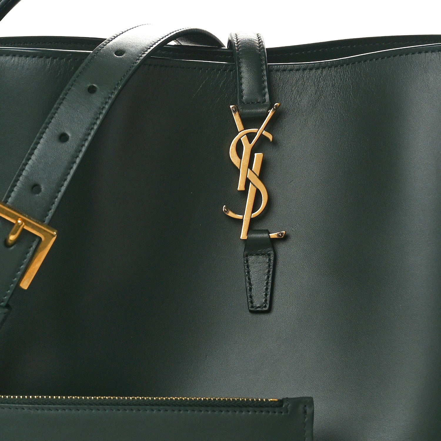 Saint Laurent Shiny Calfskin Le 37 Bucket Bag Vert Fonce 9 of 11