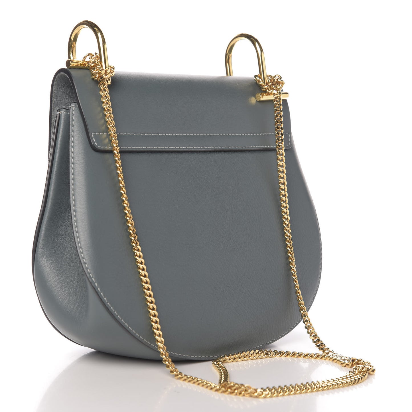 Suede Smooth Calfskin Drew Shoulder Bag Cloudy Blue