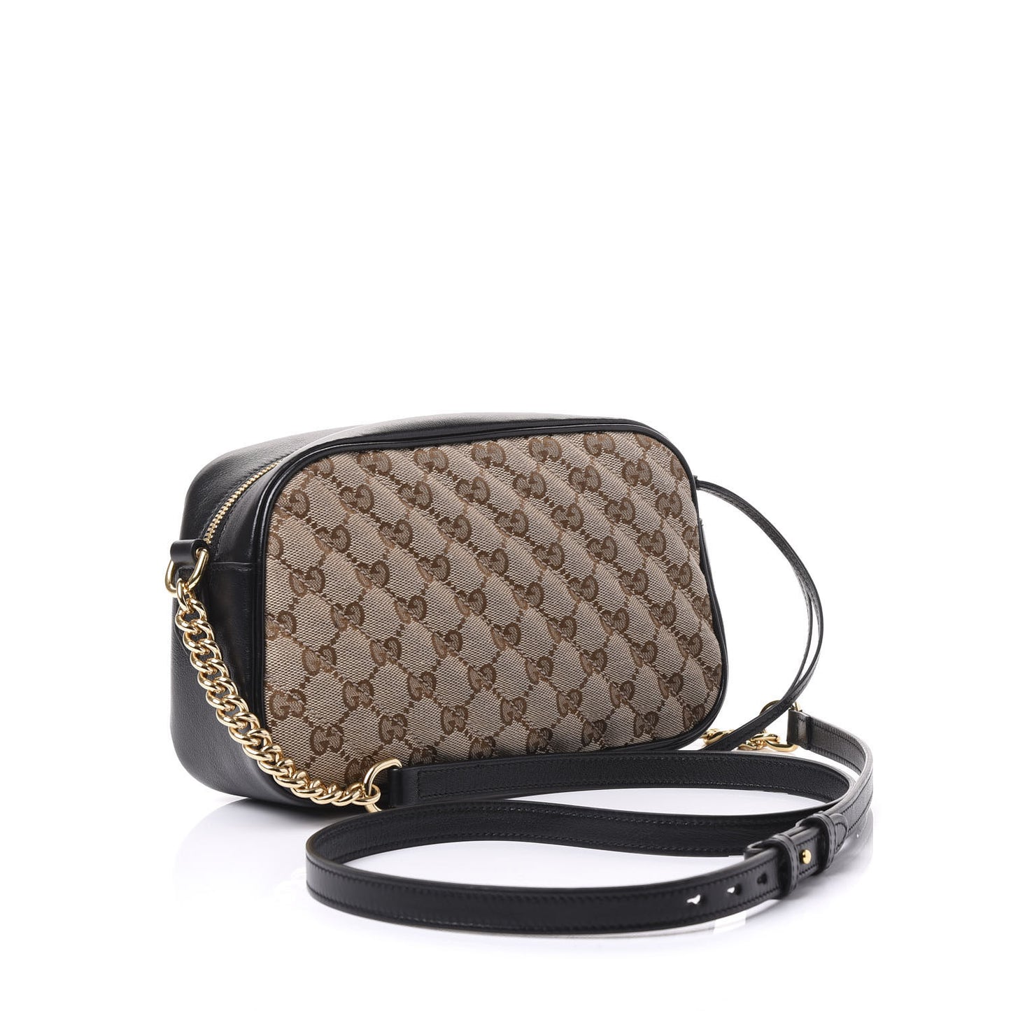 Monogram Matelasse Diagonal Small GG Marmont Chain Shoulder Bag Beige Black