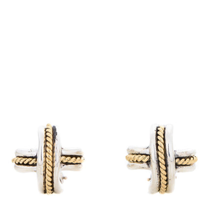 Tiffany Sterling Silver 18K Yellow Gold Signature X Earrings 1 of 4