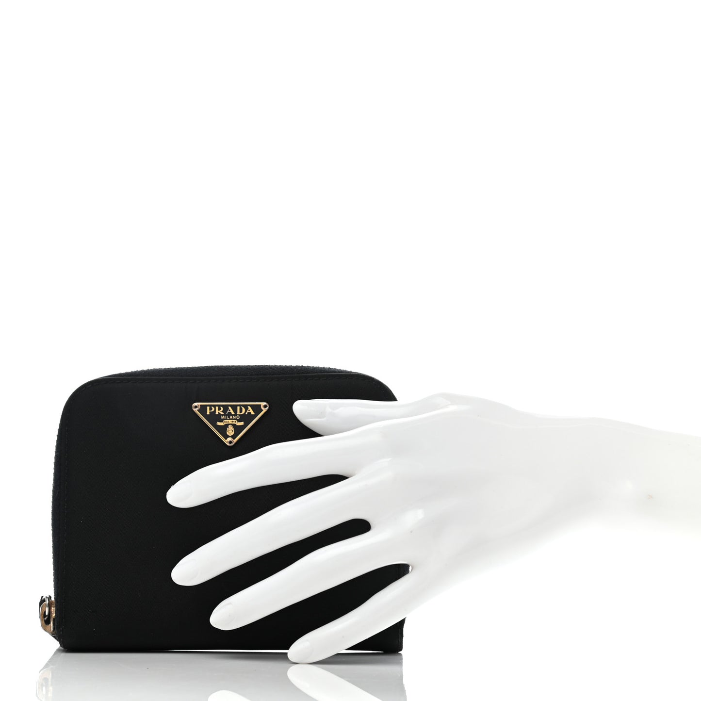 Tessuto Nylon Compact Zip Around Wallet Black