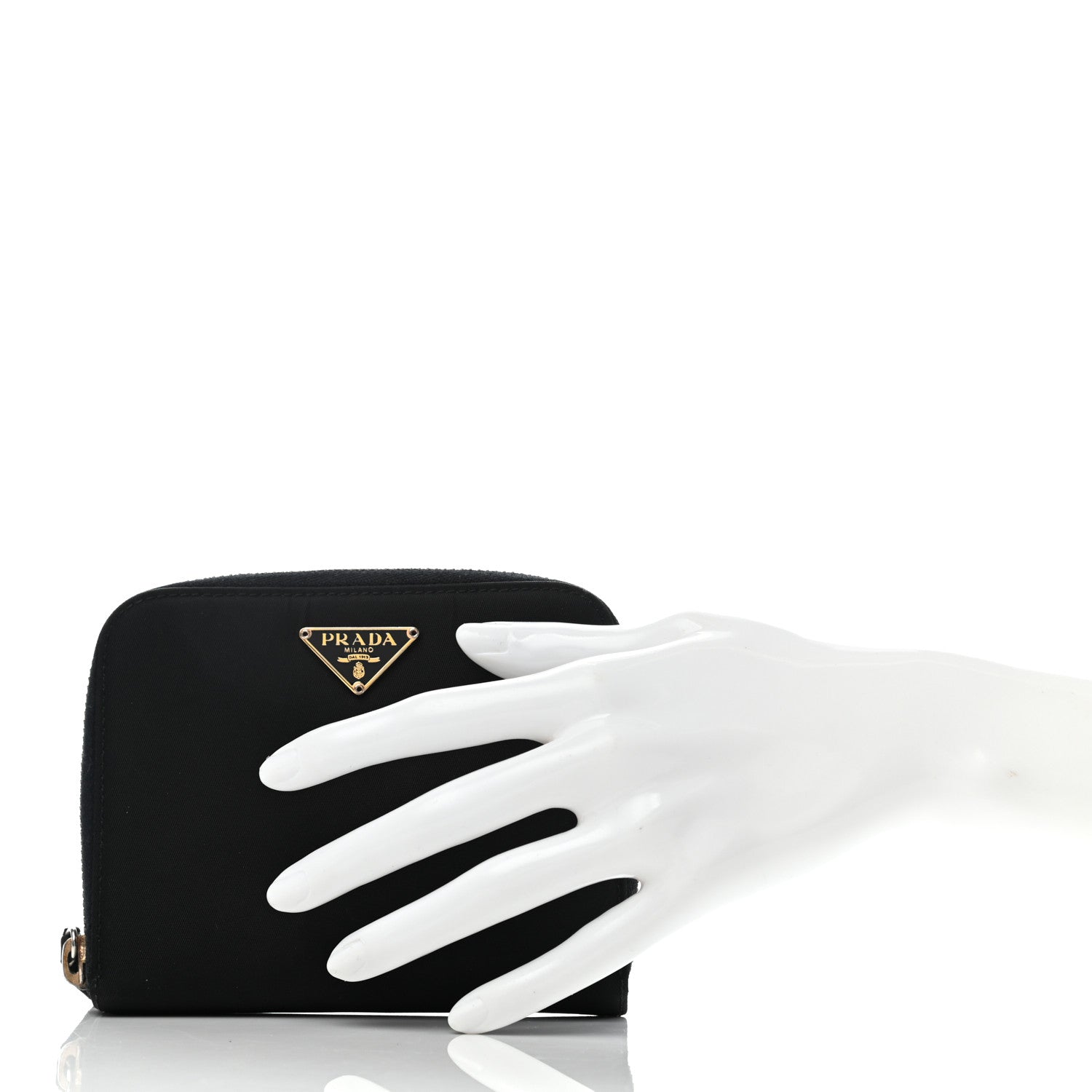 Prada Tessuto Nylon Compact Zip Around Wallet Black 2 of 9