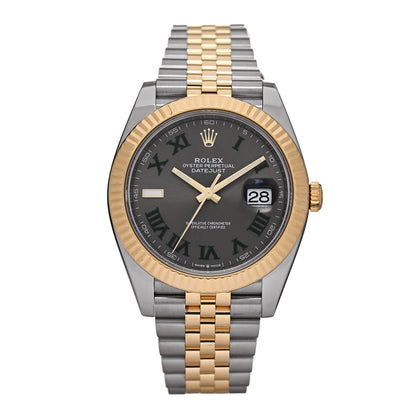 Rolex Stainless Steel 18K Yellow Gold 41mm Oyster Perpetual Wimbledon Datejust Watch Slate 126333 1 of 5
