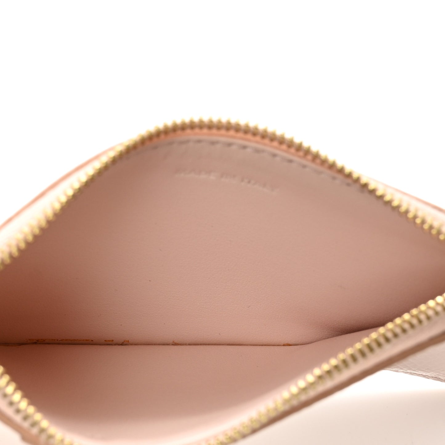 Grained Calfskin Zipped Card Holder Blush