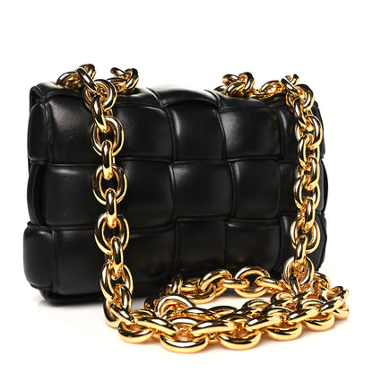 Bottega Veneta Lambskin Maxi Intreccio Padded Chain Cassette Crossbody Bag Black 3 of 9