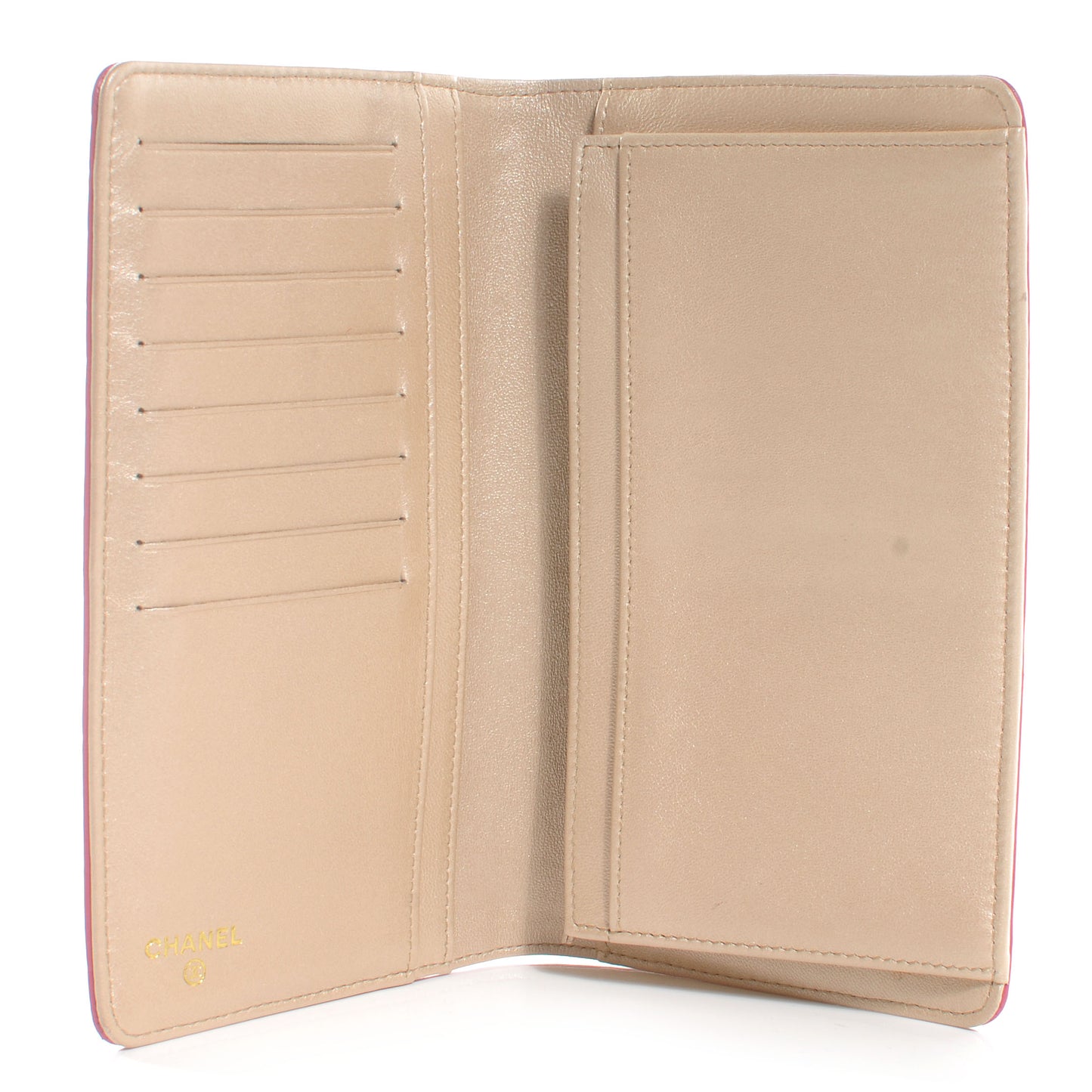 Leather Camellia Yen Wallet Fuchsia