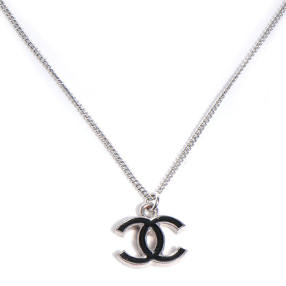 Chanel Enamel CC Necklace Black Silver 1 of 6