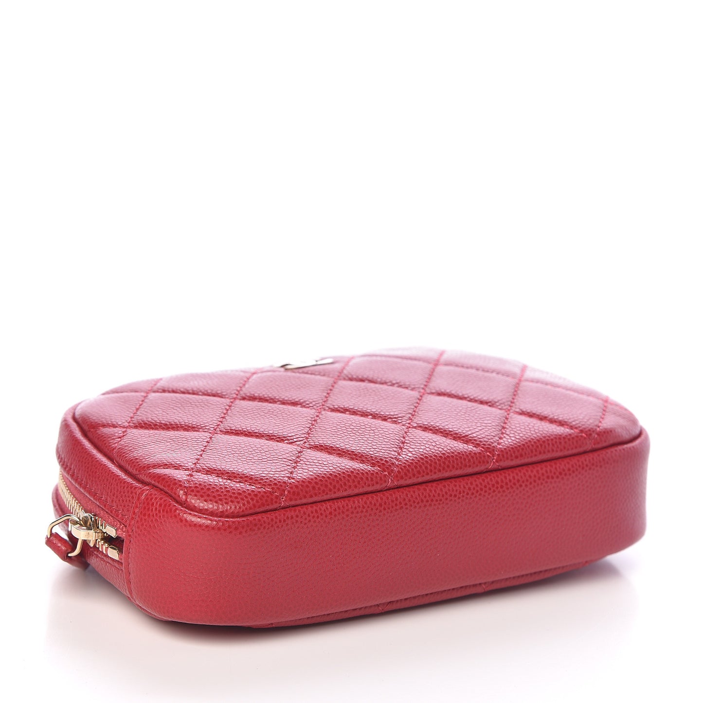Caviar Quilted Small Curvy Pouch Cosmetic Case Pink