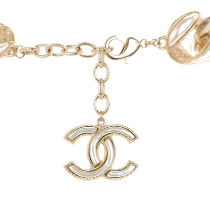 Chanel Pearl CC Chain Link Choker Necklace Gold 3 of 5