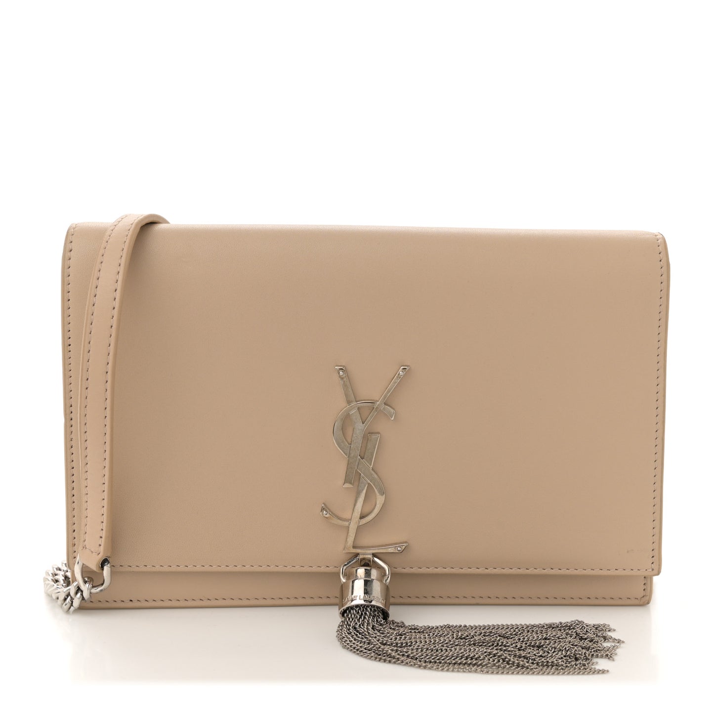 Smooth Calfskin Classic Monogram Kate Tassel Chain Wallet Dark Beige