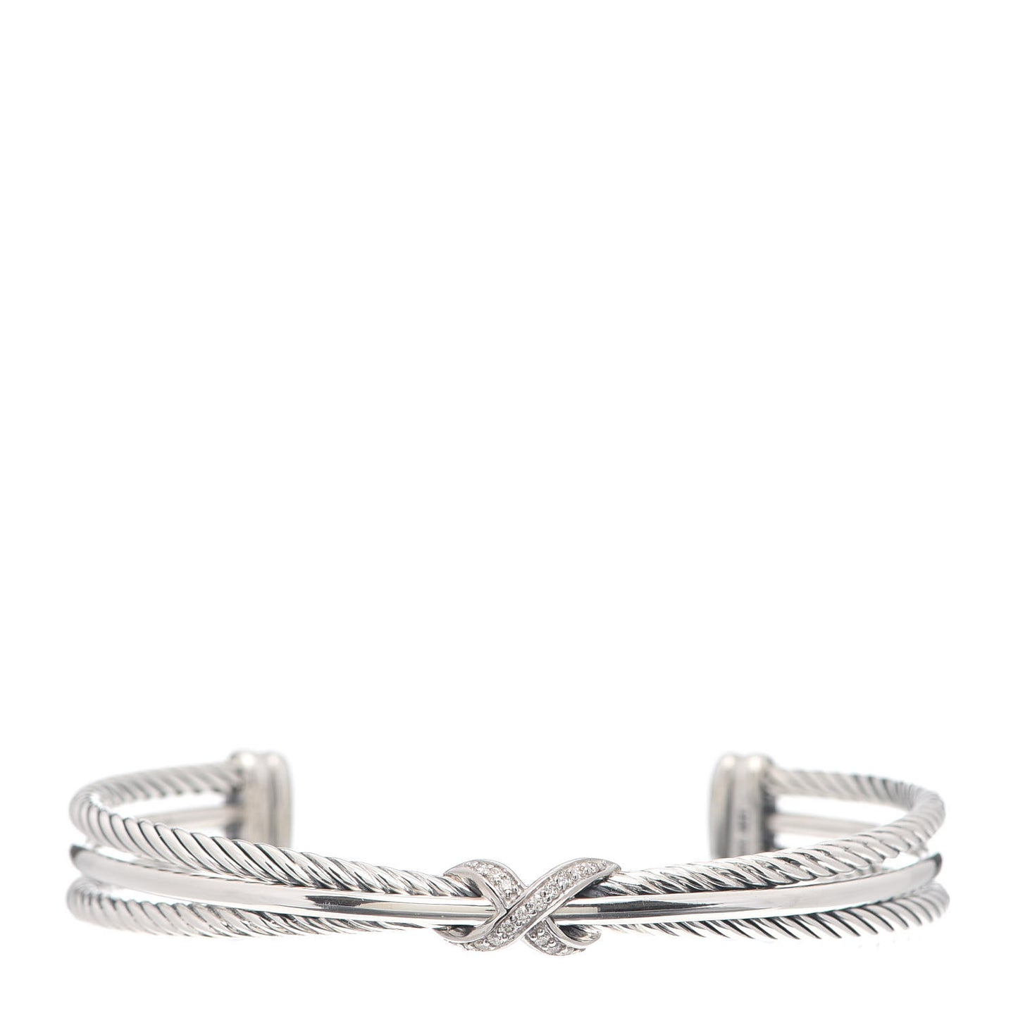 Sterling Silver Diamond 7mm Crossover X Bracelet