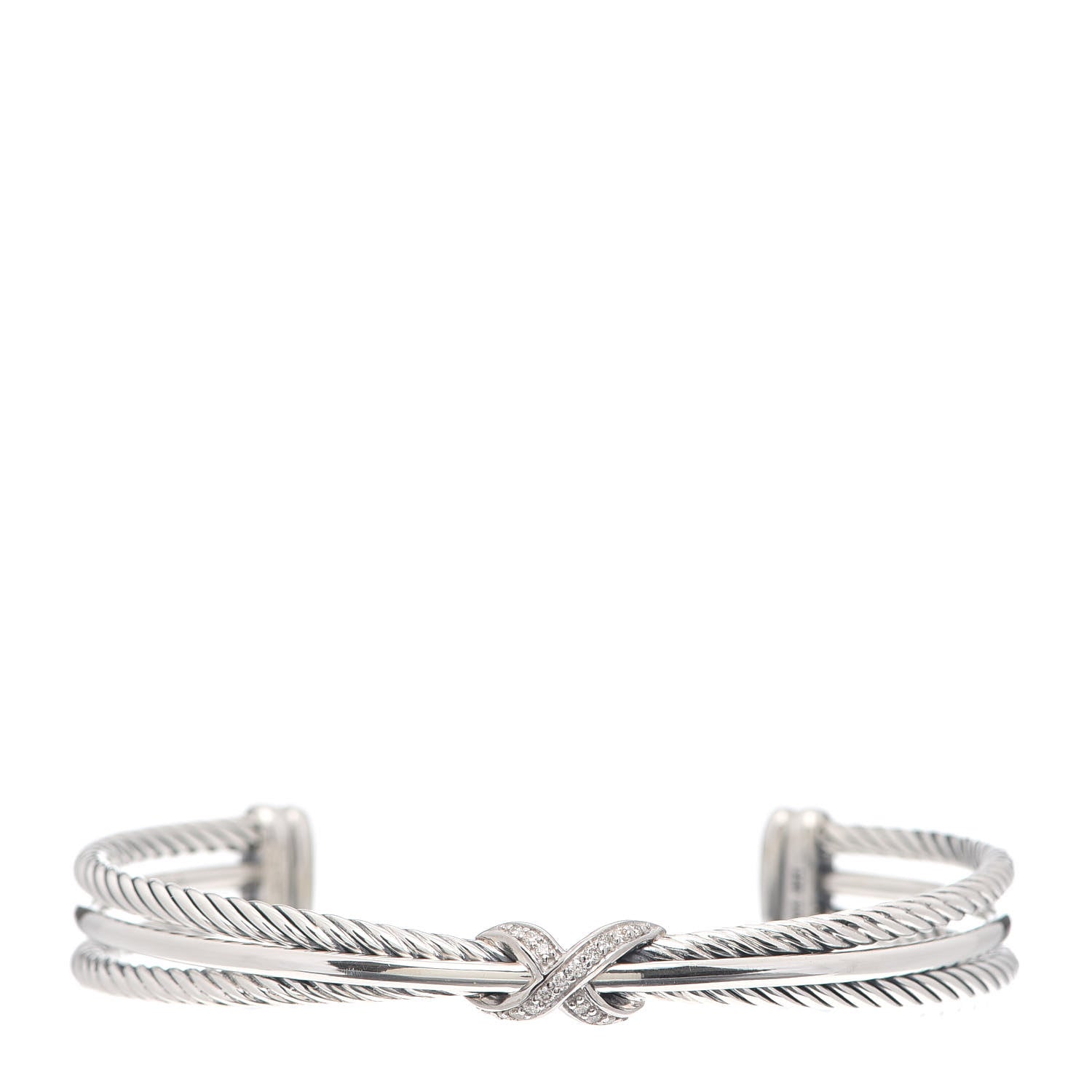 David Yurman Sterling Silver Diamond 7mm Crossover X Bracelet 1 of 4