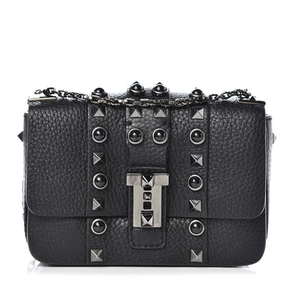 Valentino Garavani Grained Calfskin Onyx Micro B-Rockstud Rolling Flap Black 1 of 8
