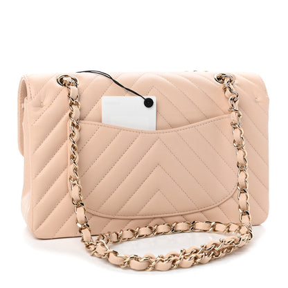 Chanel Caviar Chevron Quilted Small Double Flap Beige 3 of 9