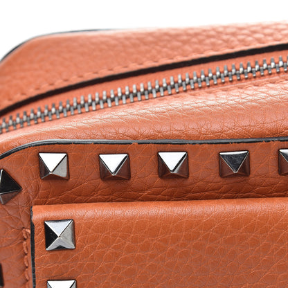 Valentino Garavani Pebbled Calfskin Rockstud Flap Pocket Camera Crossbody Bag Orange 11 of 13