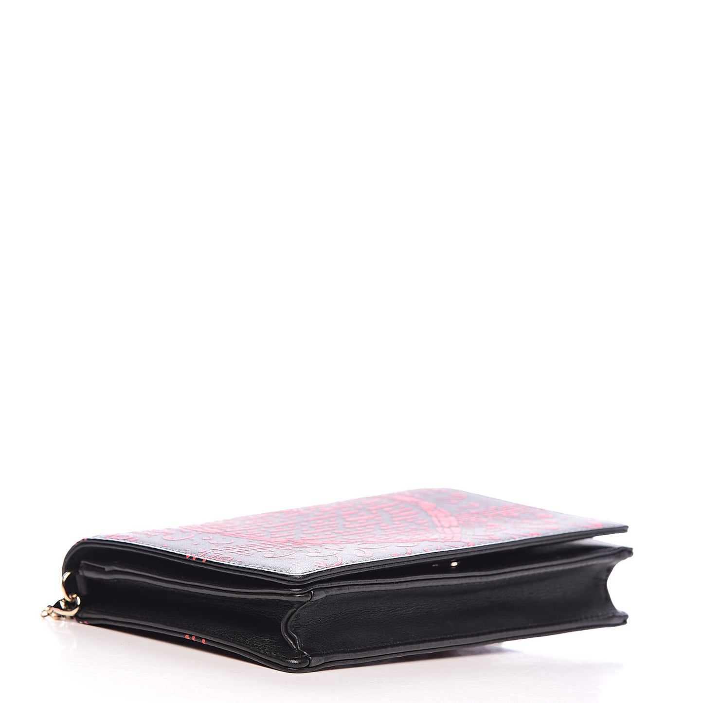 Calfskin Heart Printed Embossed Stars Wallet on Chain Red