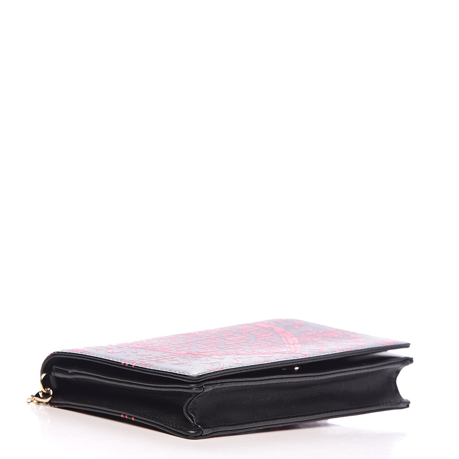Christian Dior Calfskin Heart Printed Embossed Stars Wallet on Chain Red 4 of 11