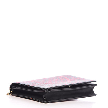 Christian Dior Calfskin Heart Printed Embossed Stars Wallet on Chain Red 4 of 11