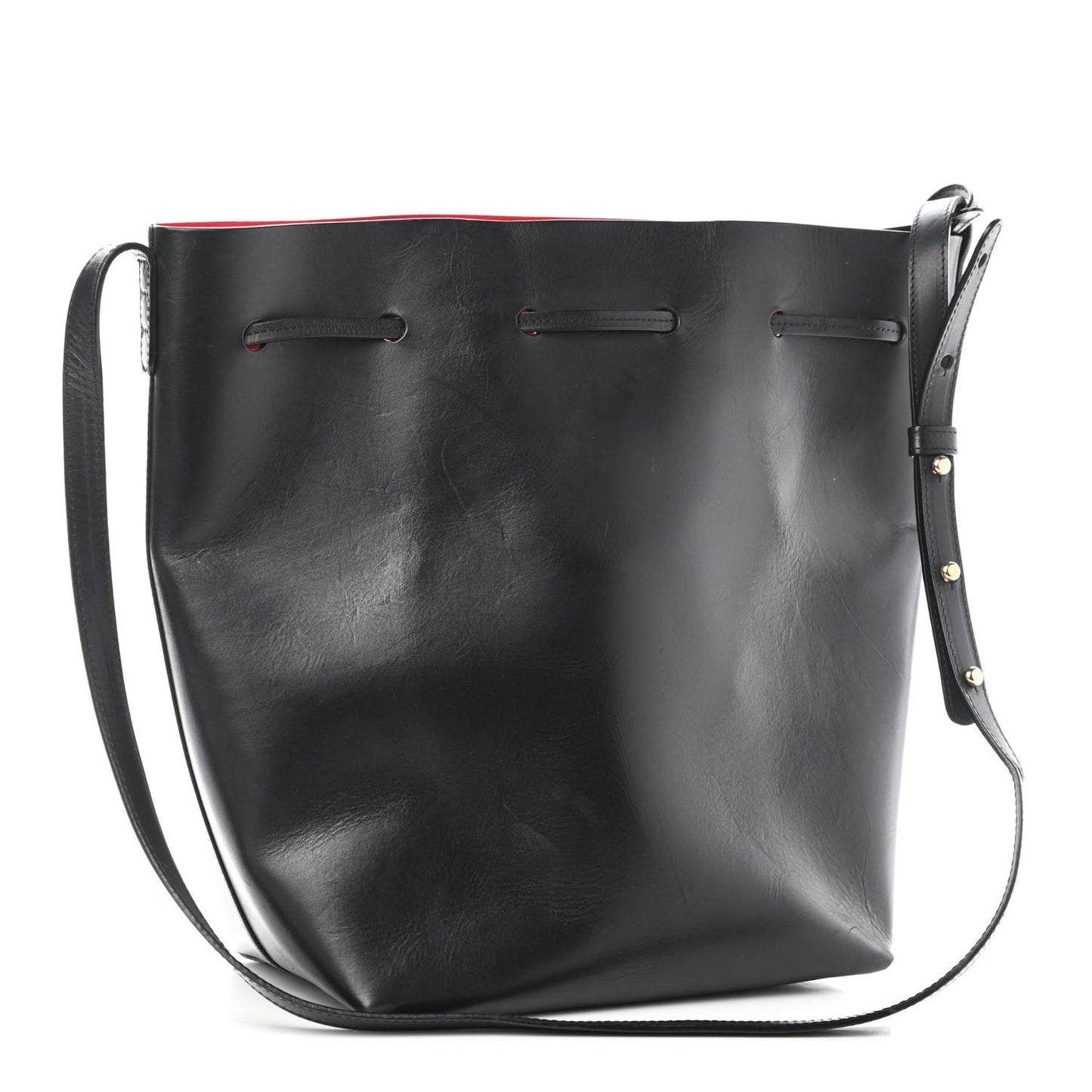 Vegetable Tanned Calfskin Bucket Bag Black Flamma
